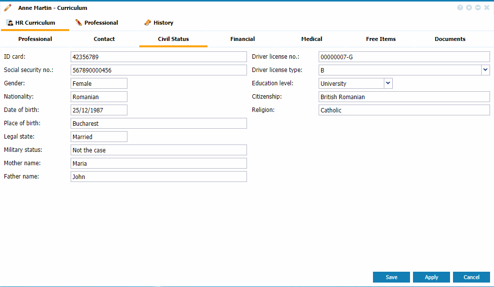 Tab Civil Status